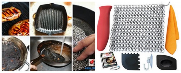 Best cast iron cleaner is this chainmail scrubber for cast iron skillets...