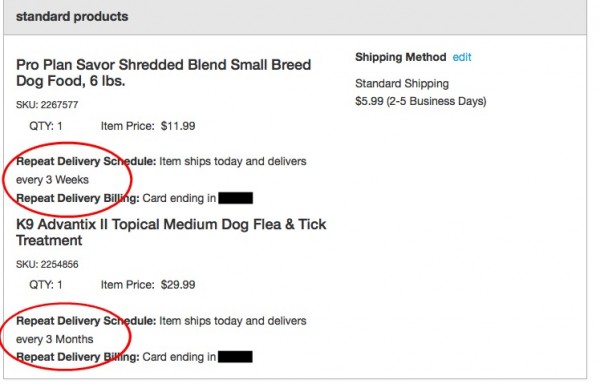 Select Repeat Delivery from Petco...
