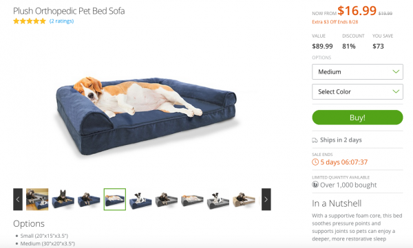 Groupon goods like pet beds for your dog...