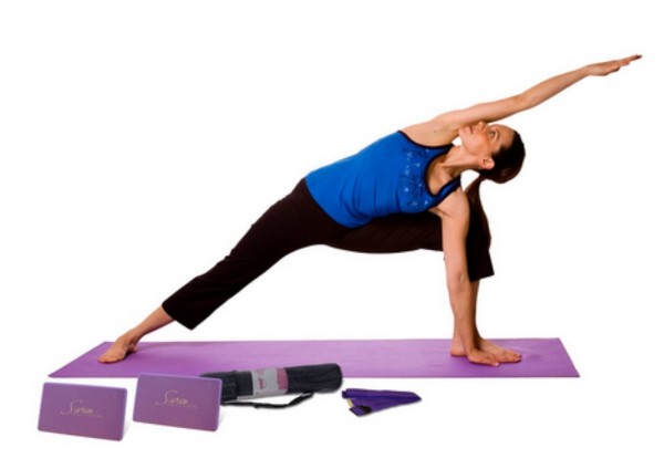 yoga meditation beginners can do with yoga blocks and straps for yoga poses...