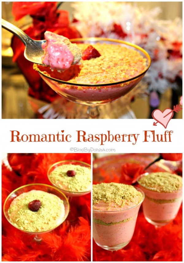 Raspberry fluff dessert for a romantic Valentine's Day...