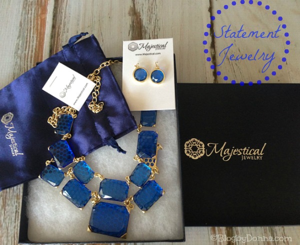 Majestical Jewelry Blue Statement Necklace with earrings