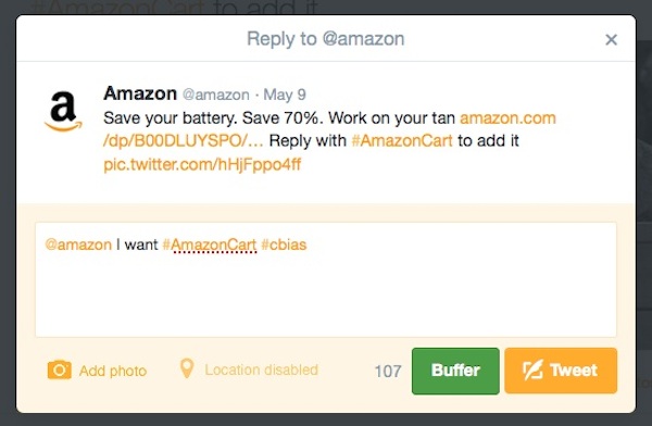 How to shop at Amazon from Twitter #AmazonCart #cbias #shop