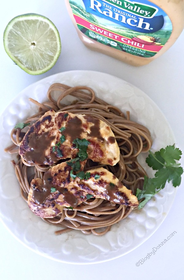 Sweet Chili Chicken with Linguine in Peanut Sauce 1