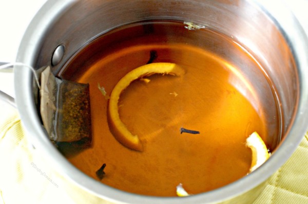 hot spiced tea with cinnamon honey star anise orange peel