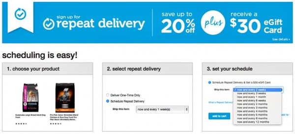 Petco Repeat Delivery program is easy as 1, 2, 3...