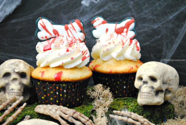 Bloody bones cupcakes recipe for Halloween or The Walking Dead