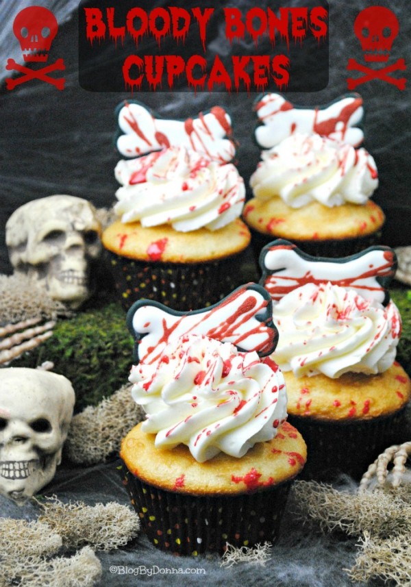 Bloody bones cupcakes recipe for Halloween or The Walking Dead