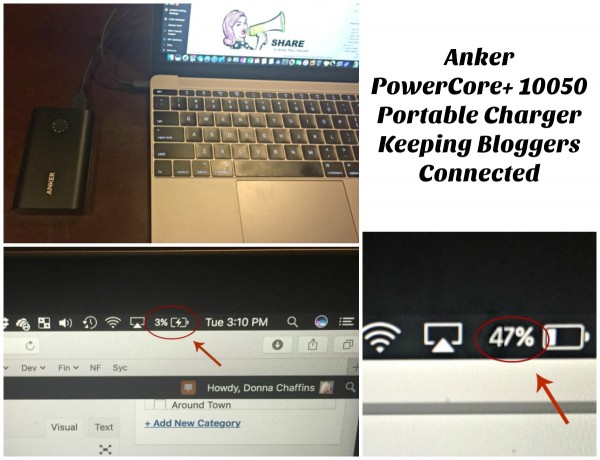 Anker PowerCore+ 10050 Portable Charger from Walmart great for bloggers, freelancers, and writers....