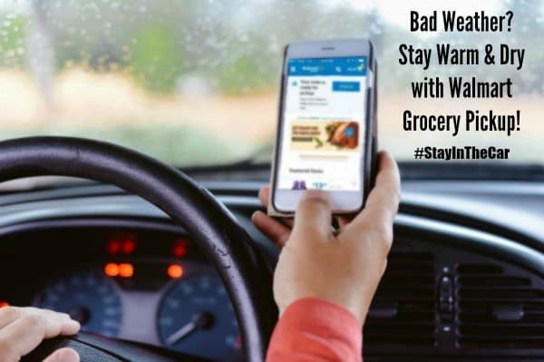 With Walmart Grocery Pickup you can stay warm and dry in your car #stayedincar