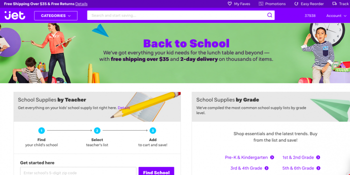 Back to school shopping at Jet.com #shoppurple