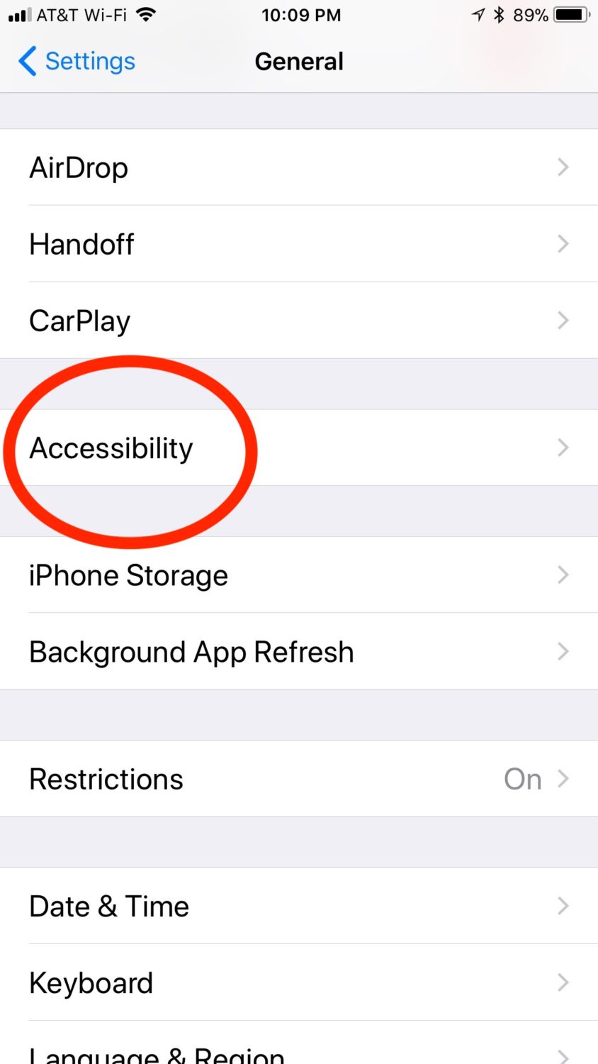 iPhone Accessibility Menu