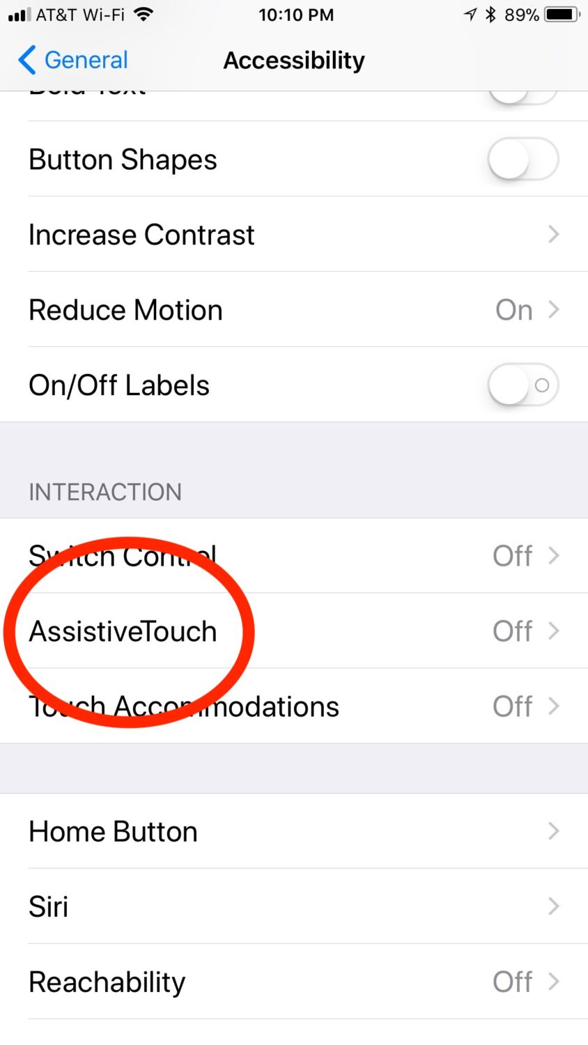 iPhone AssistiveTouch