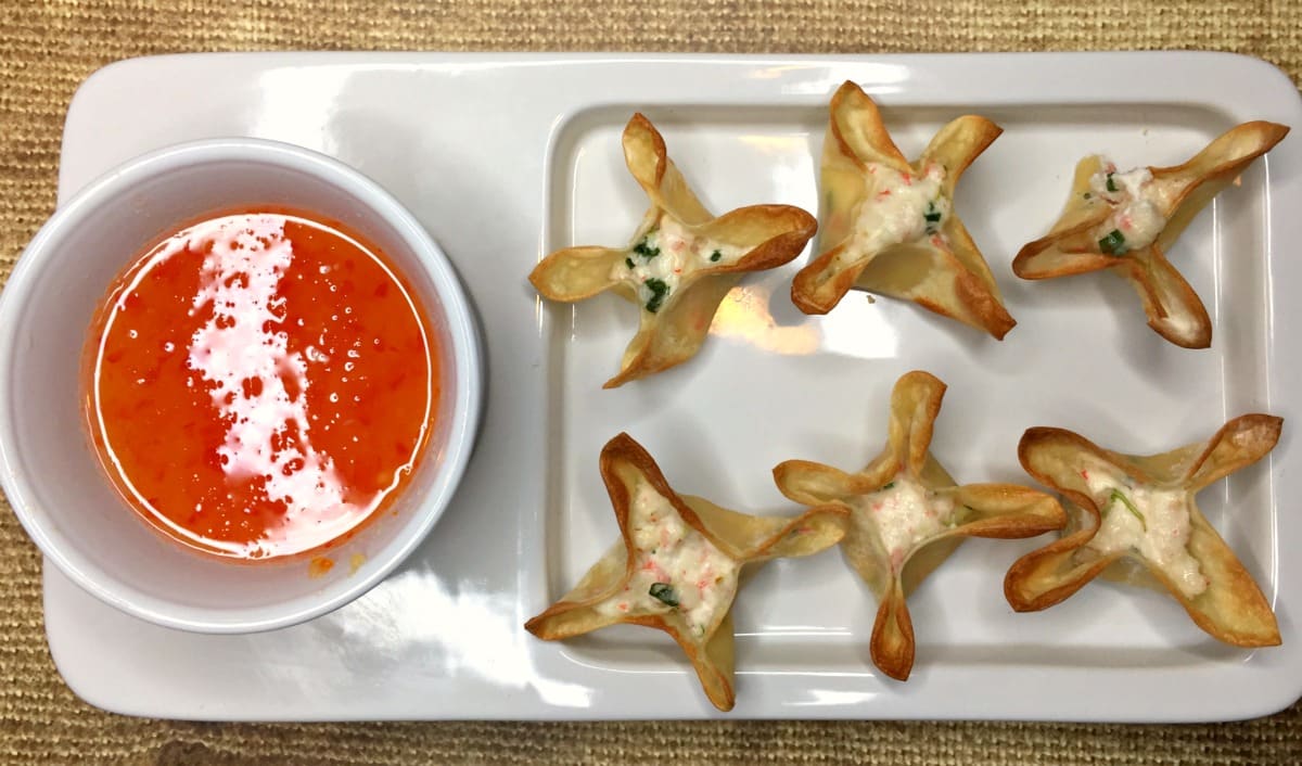 Air Fryer Crab Rangoon recipe with Pineapple Dipping Sauce for healthier less mess cooking