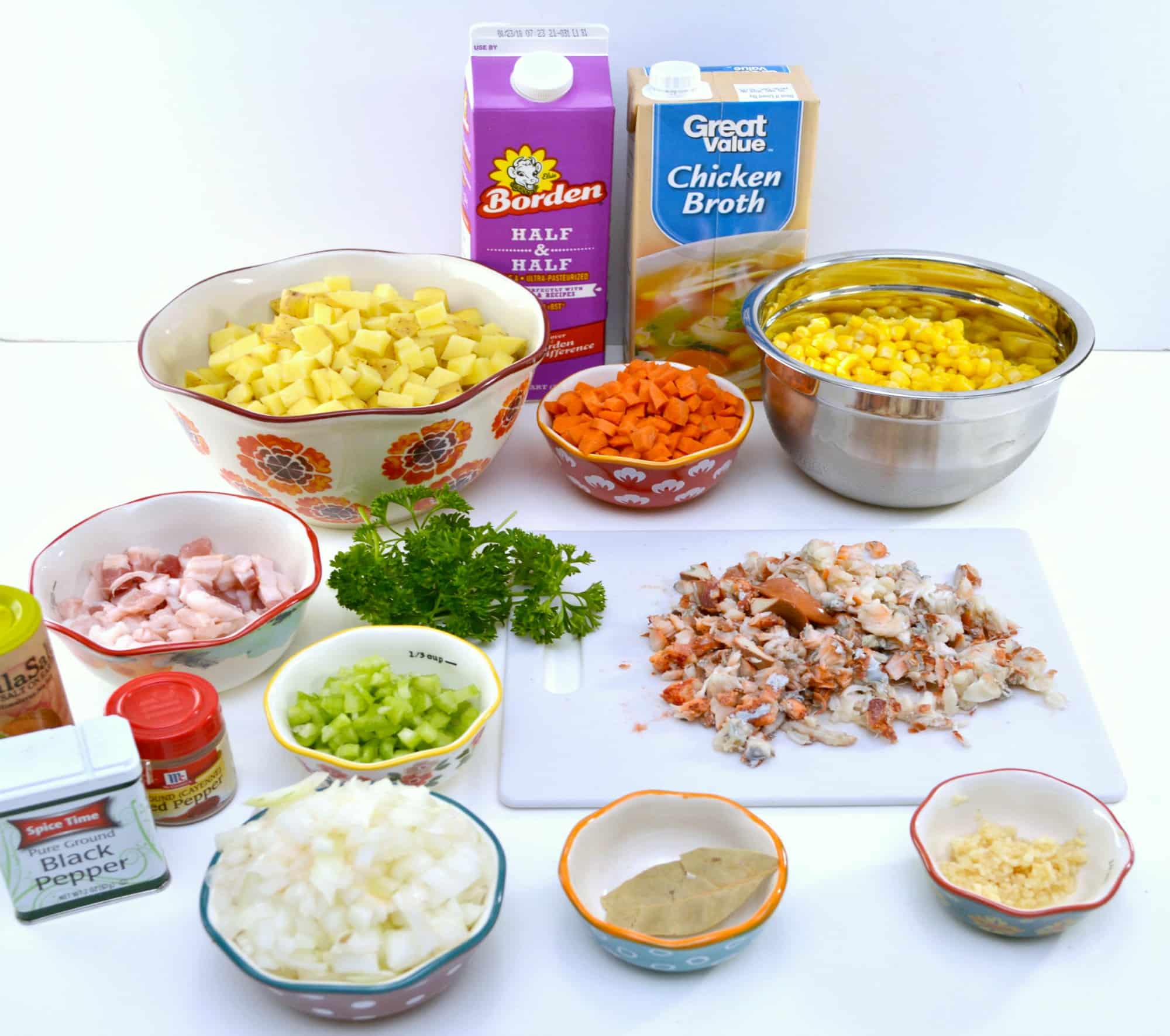 Lobster, corn, potato chowder recipe ingredients