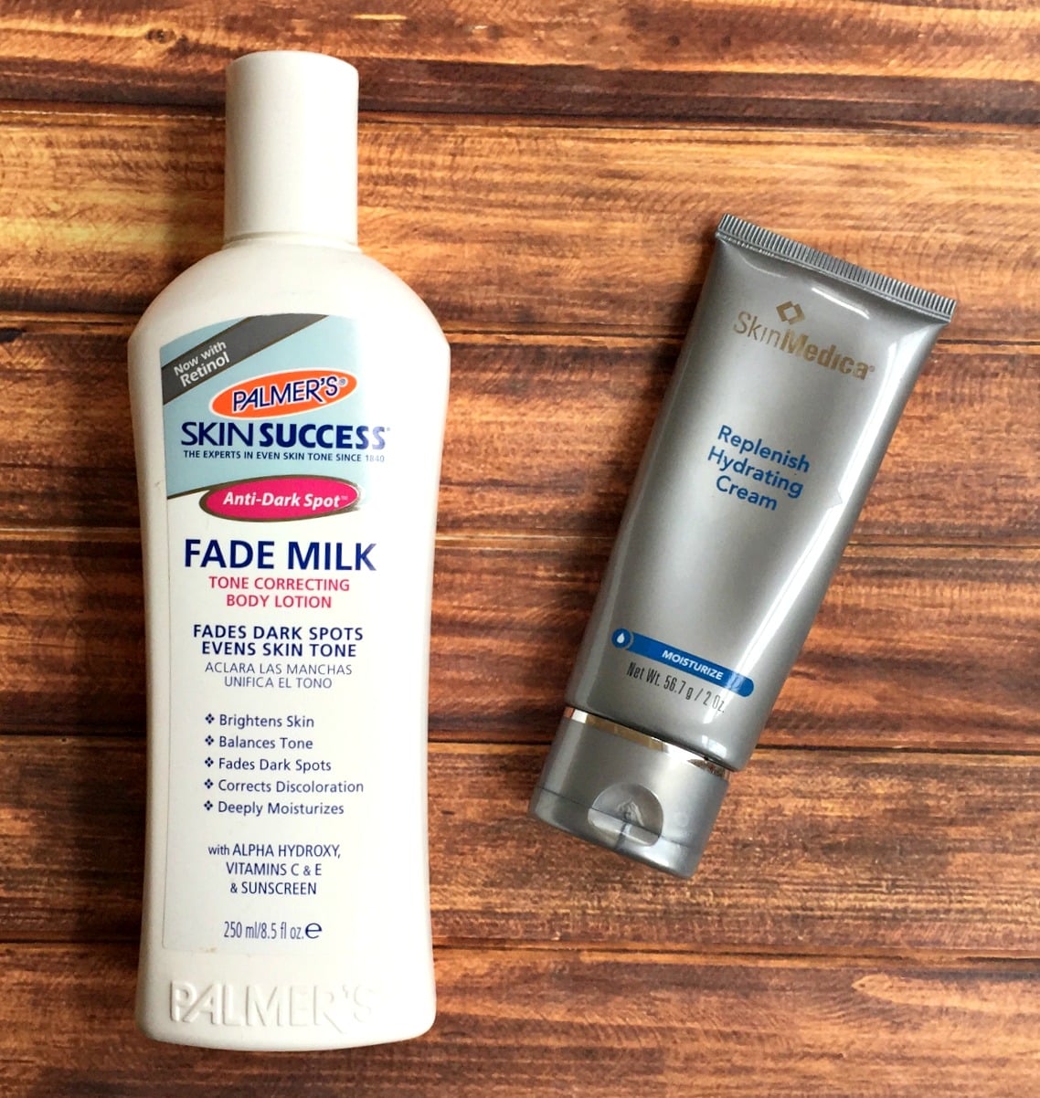 A few of my favorite things from Amazon - Palmer's Fade Milk and SkinMedica Replenish Hydrating cream