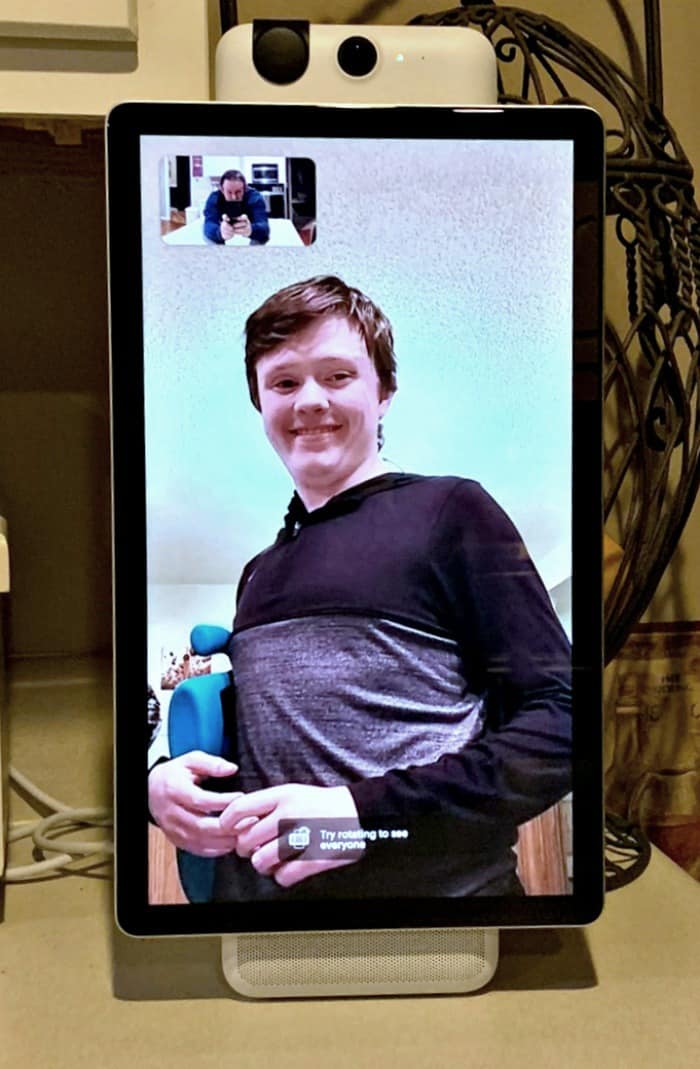 Facebook Portal at moms with Cody connecting