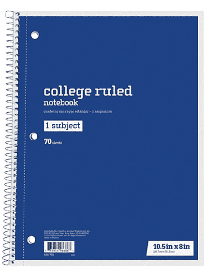notebook back to school