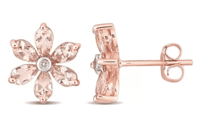 morganite and diamond accent floral stud earrings from belk